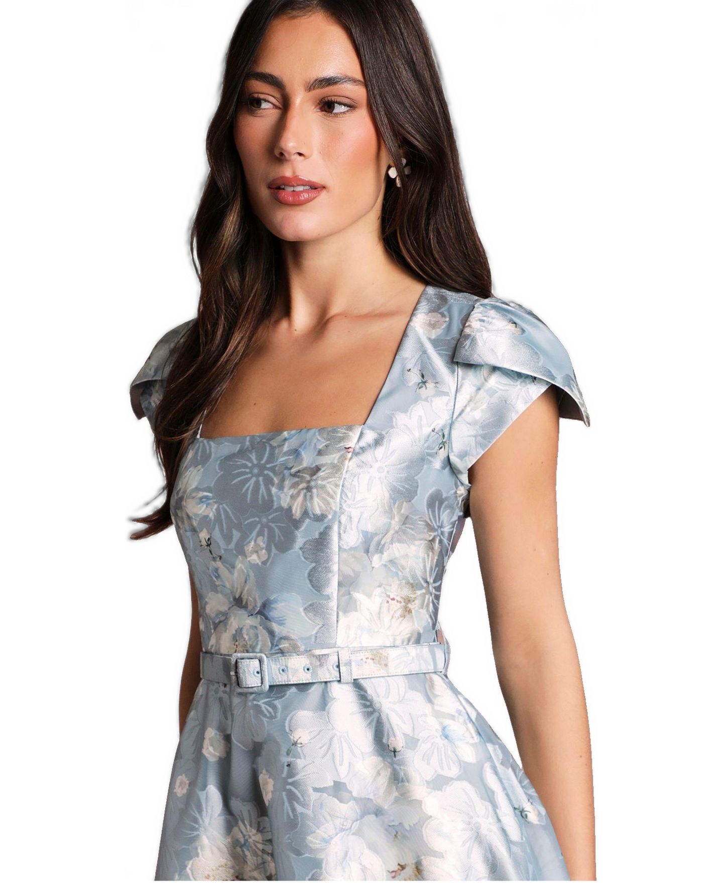 Женское платье Coast Printed Belted Midi, цвет: Бледный синий — фото 3