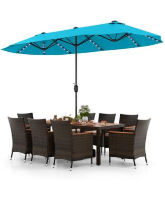 Set of 11 Patio Dining Set with  15ft Double-Sided Patio Umbrella (Base Included)