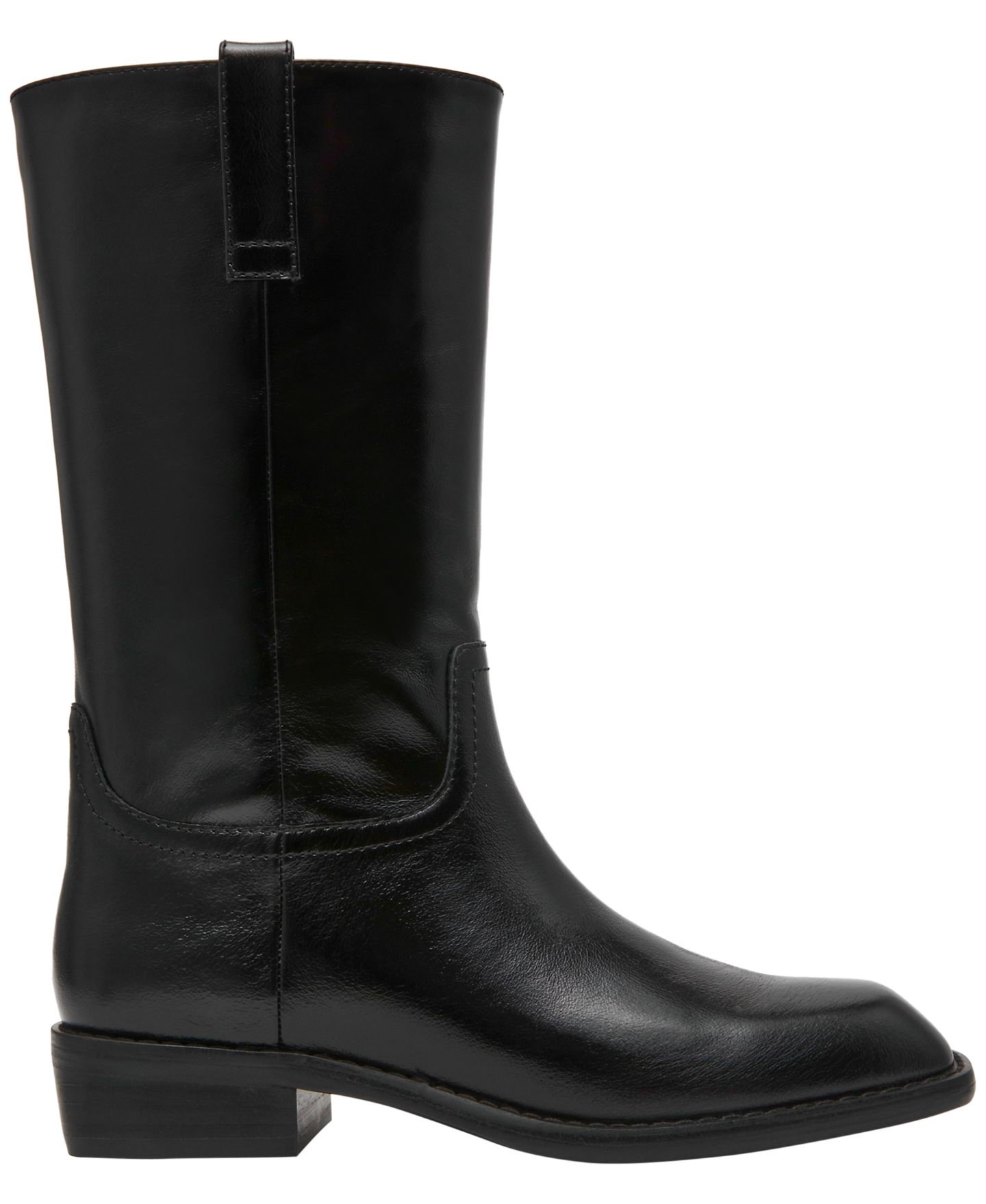 Женские ботинки Steve Madden Primo Mid-Shaft Engineer, цвет: Чёрный блестящий — фото 2