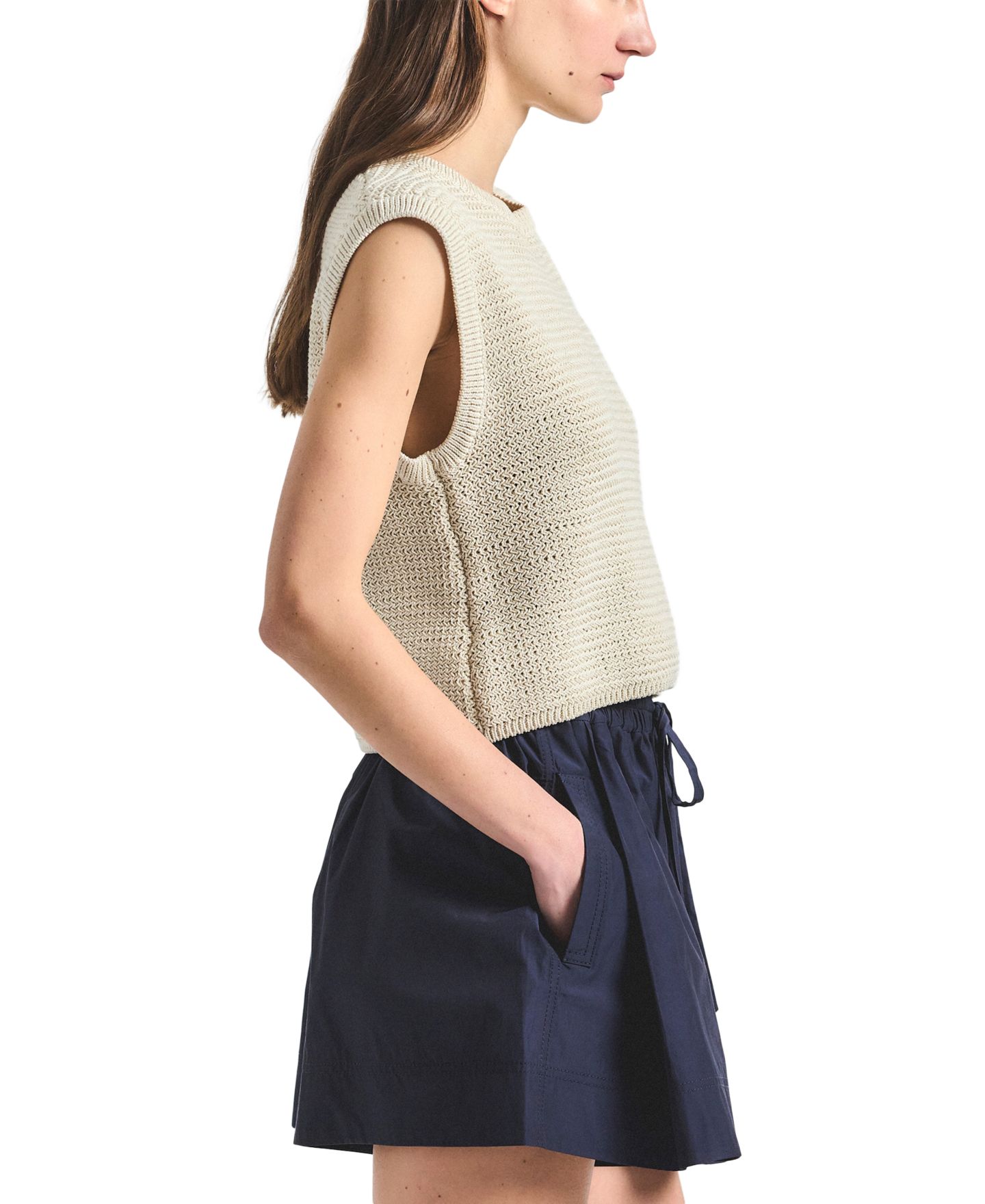 Женские шорты Derek Lam 10 Crosby Louise Mid-Rise Pull-On, цвет: Тёмный тёмно-синий — фото 3