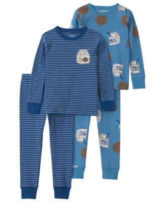 Toddler Boys' 2T-5T Milk and Cookies Long-Sleeve T-Shirt and Pants, 4-Piece Pajama Set