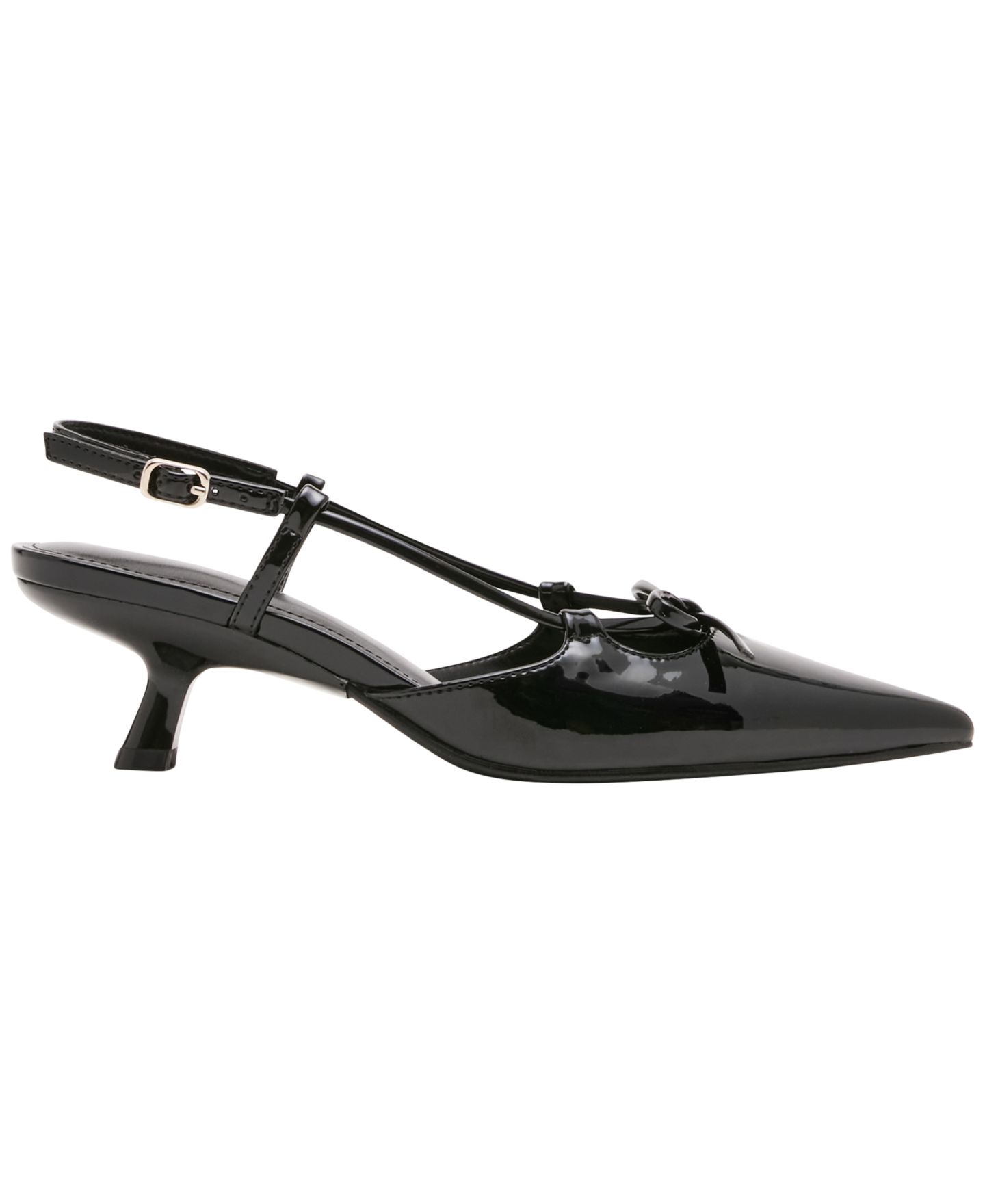 Женские туфли Madden Girl Kaia Slingback Bow Kitten Heel Pumps, цвет: Чёрный лаковый — фото 2