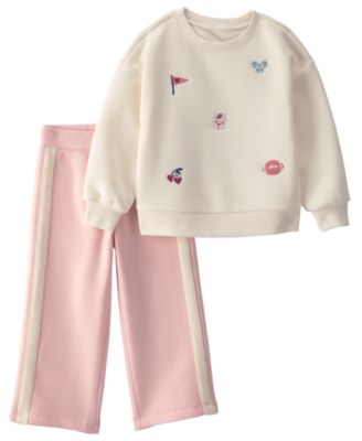 Toddler Girls' 2T-5T Varsity Fleece Long-Sleeve Sweatshirt and Pants, 2-Piece Set