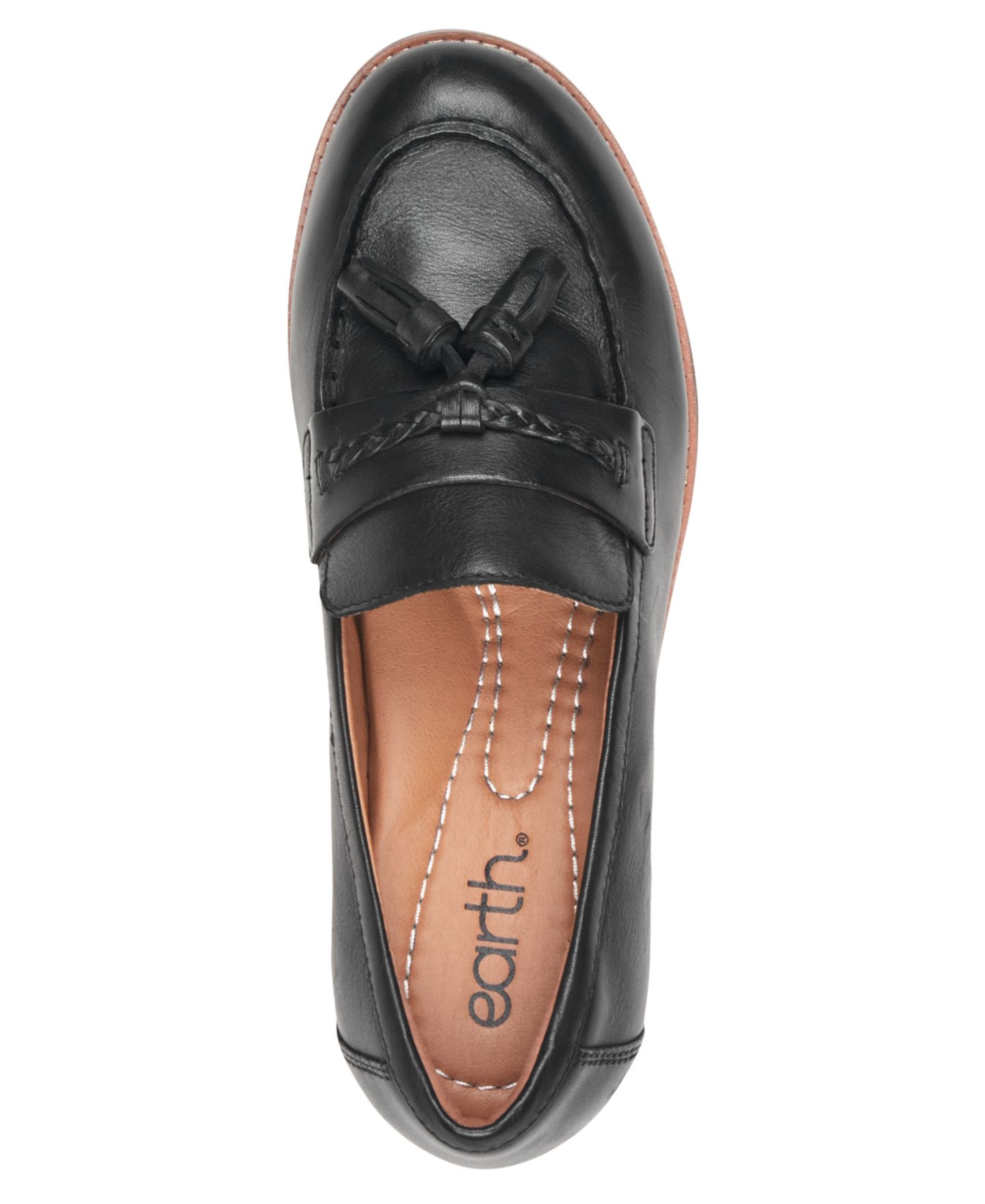Женские туфли Earth Elinna Leather Slip-On Tassel, цвет: Чёрный кожаный — фото 4