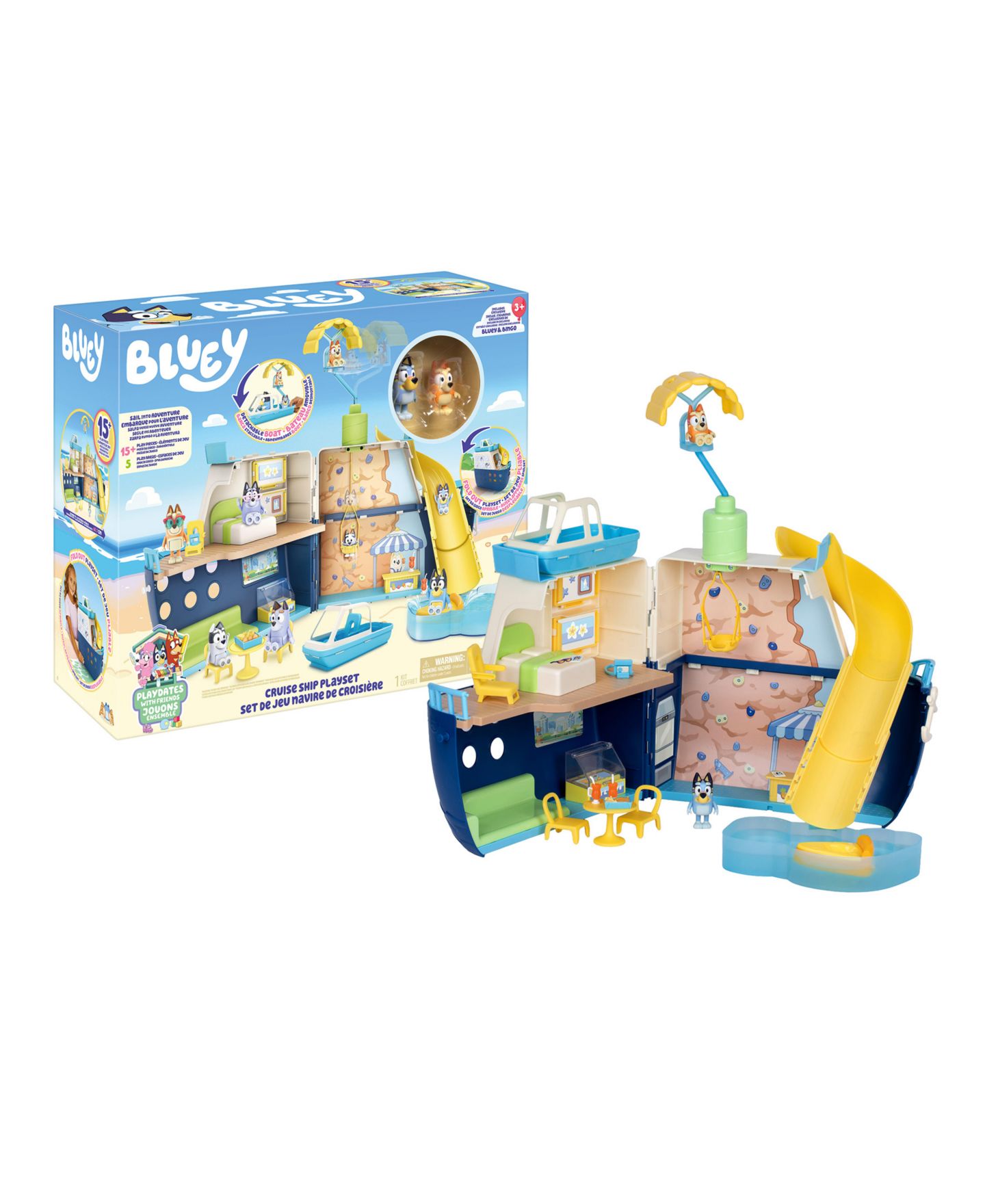 Детский игровой набор Bluey Cruise Ship 6-Play-Area 13-Piece Playset, Ages 3+ — фото 4
