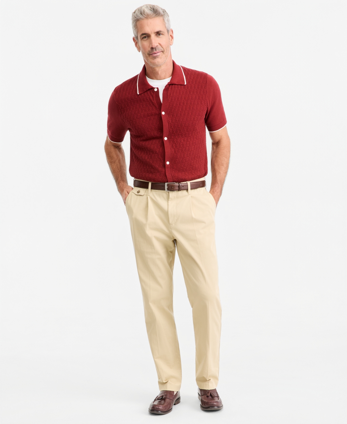 Club Room Men's Cable Knit Sweater Polo Shirt, Macy's Exclusive
