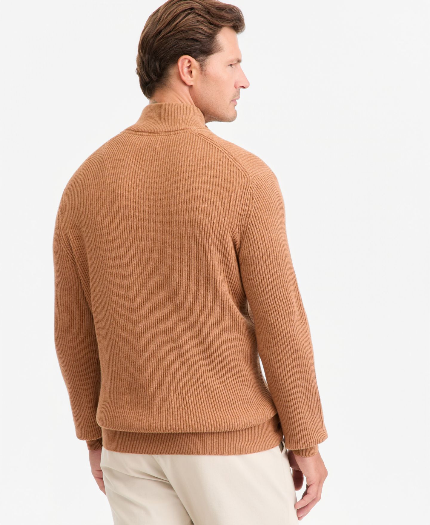 Мужской кардиган Club Room Cotton Refined Cardigan Stitch Quarter-Zip, цвет: Bakedwalnuththr — фото 2