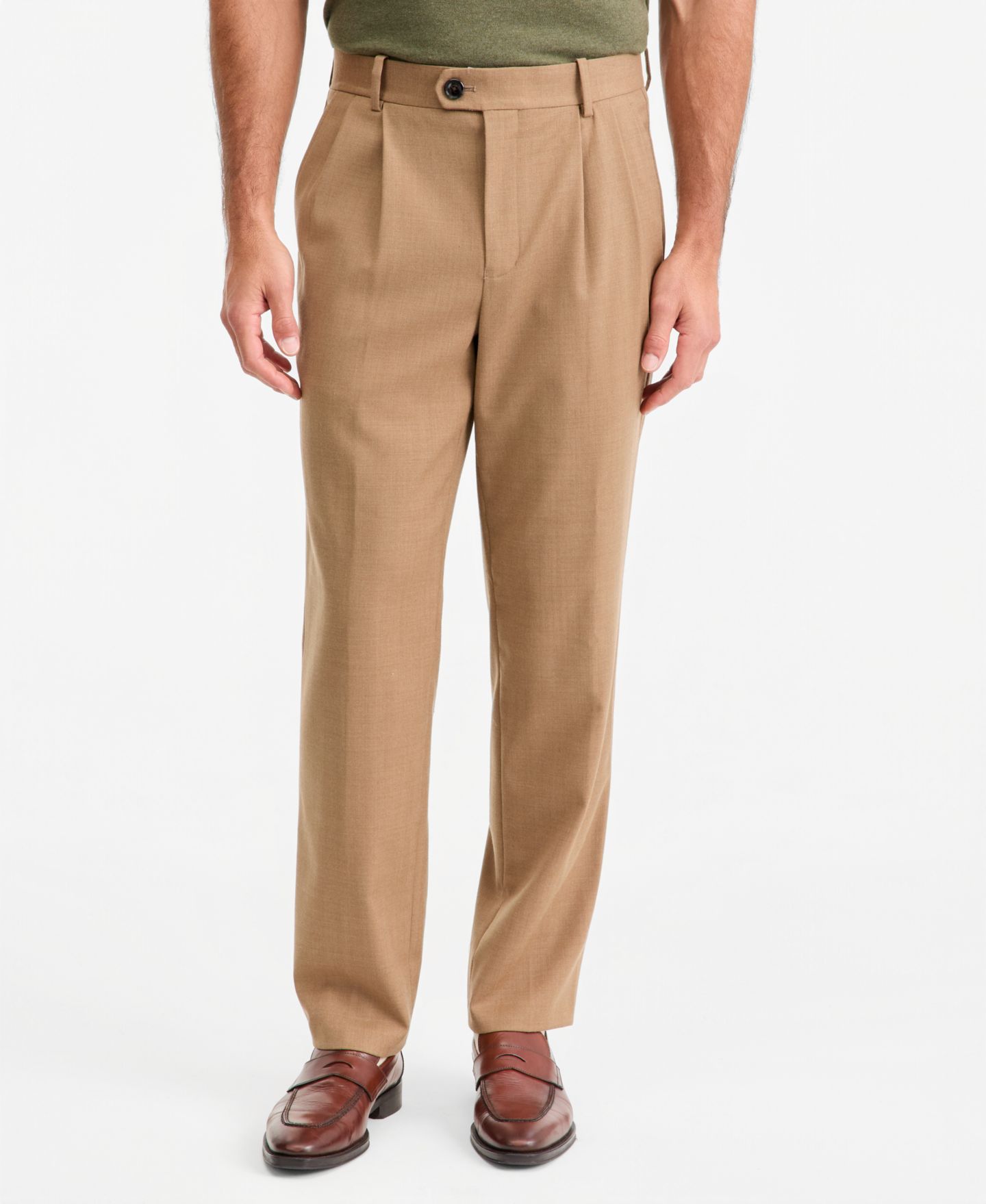 Мужские брюки Club Room Regular-Fit Pleated Stretch Dress Pants, цвет: Коричневый — фото 4