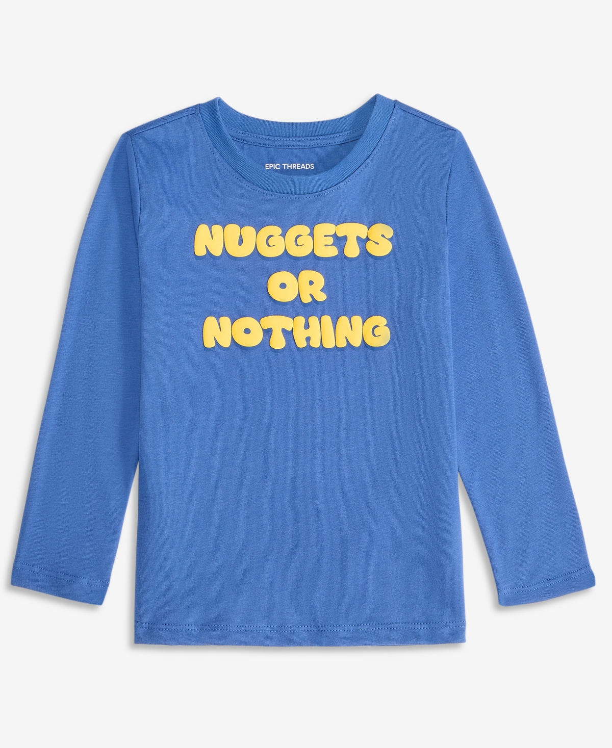 Epic Threads Kids' Toddler Boys' 12m-5t Long-sleeve Nuggets Or Nothing T-shirt, Macy's Exclusive In Blue