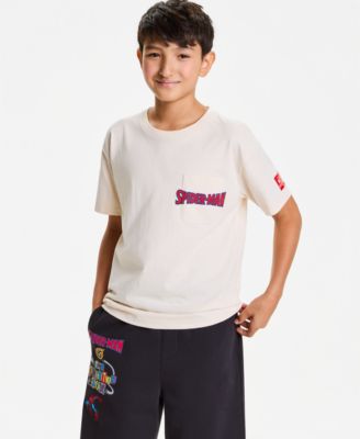 Boys' XS-XL Spider-Man 100th Parade Balloon Graphic Pocket T-Shirt