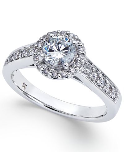 Certified Diamond Halo Engagement Ring (1 ct. t.w.) in 14k White Gold - Rings - Jewelry ...
