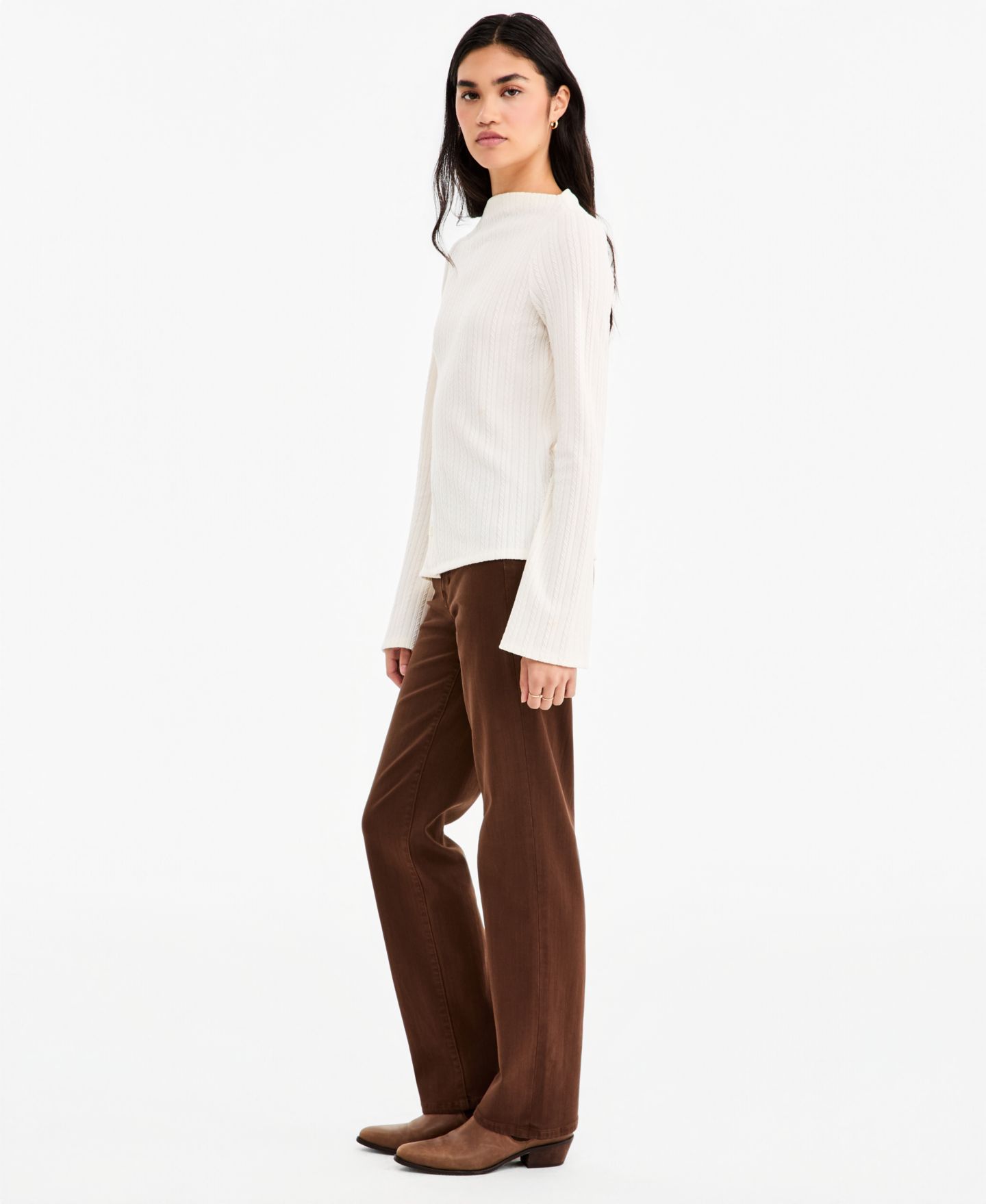 Женские джинсы Liverpool Los Angeles Kennedy Straight-Leg Comfort Waist, цвет: Коричневый — фото 3