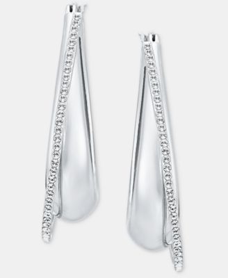 Pav&eacute; Crossover Oval Hoop Earrings