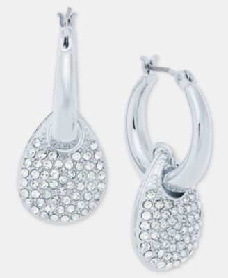Pav&eacute; Puffy Charm Hoop Earrings 