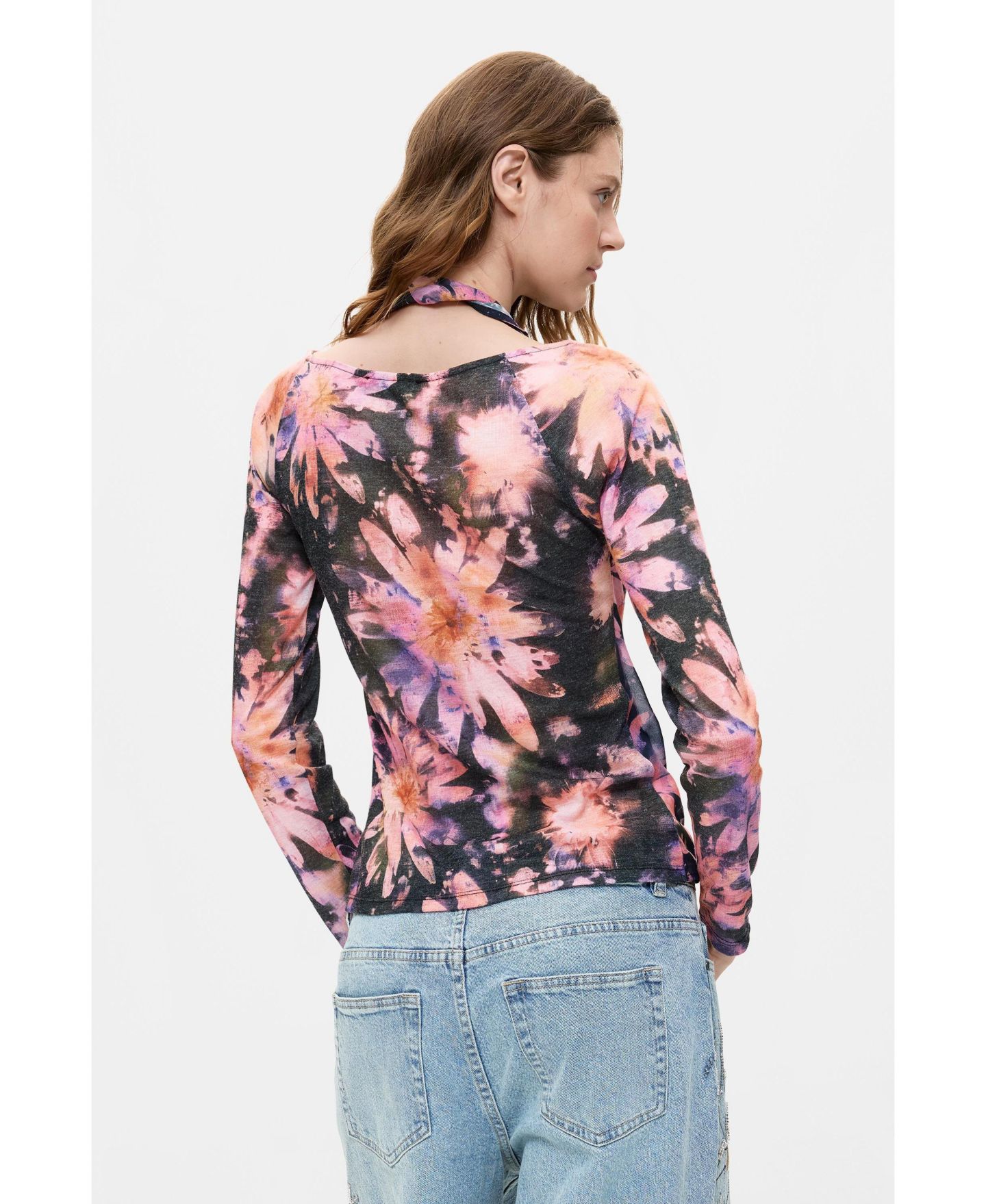 Женская блузка Desigual Printed Long-Sleeve, цвет: Тёмно-синий — фото 2