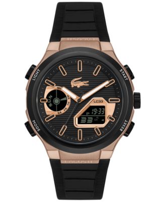 Men's Quartz LC33 Black Silicone Strap Watch 44.8mm