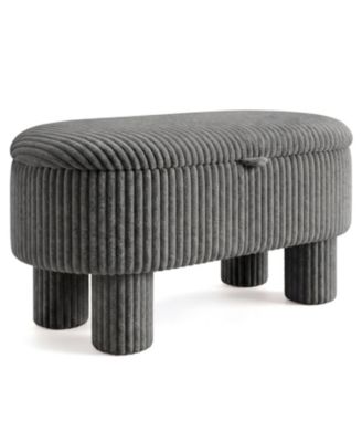 Corduroy Upholstered Storage Ottoman Bench, Foot Stool with Hidden Storage