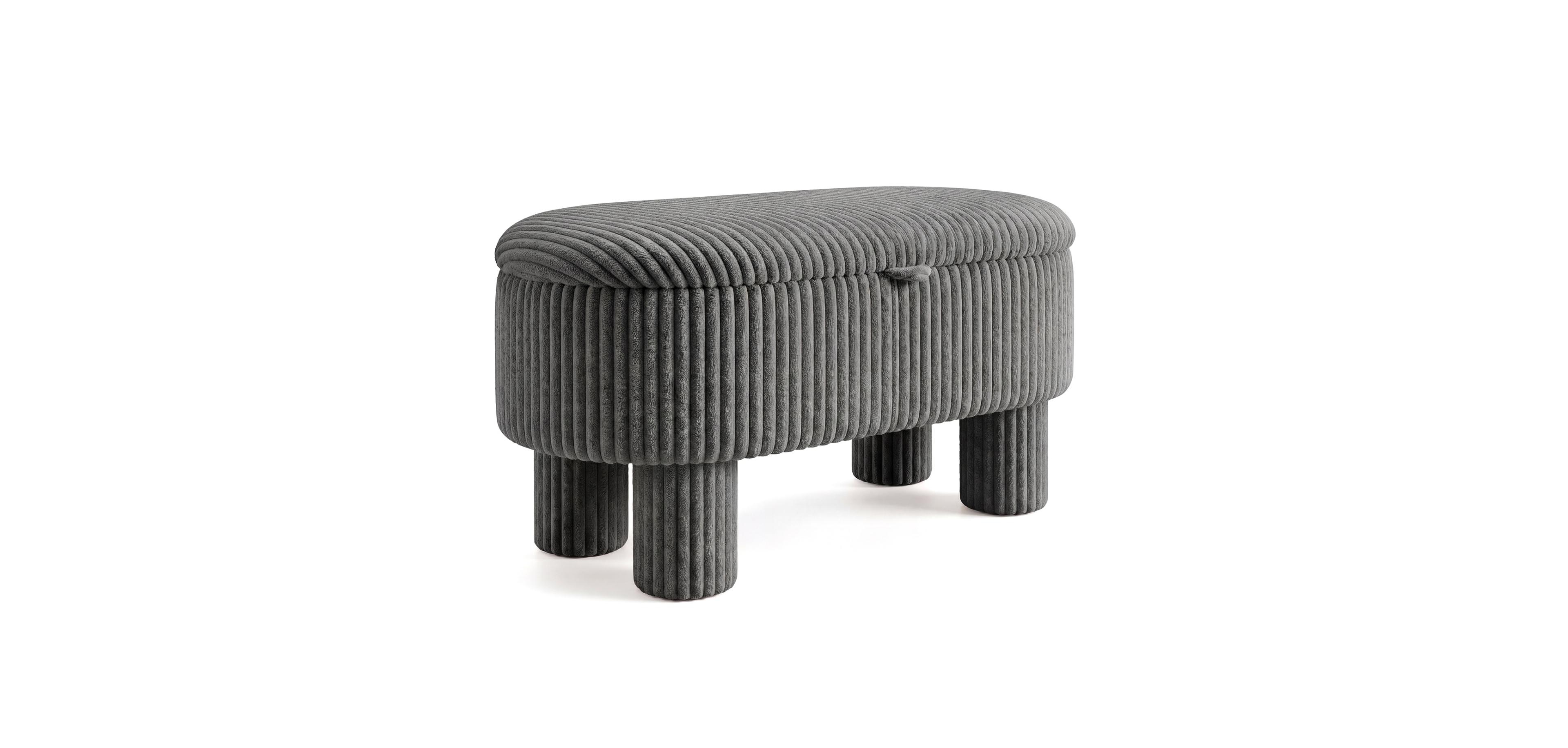 Slickblue Corduroy Upholstered Storage Ottoman Bench, Foot Stool with Hidden Storage