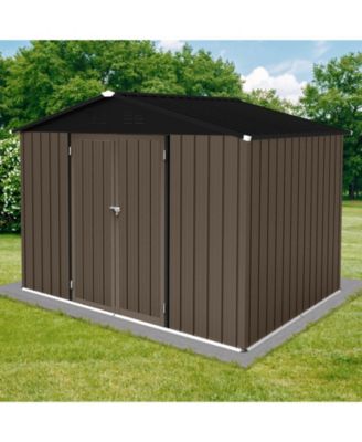 8 x 6 Feet Outdoor Metal Storage Shed With Apex Roof, Lockable Garden Tool Shed