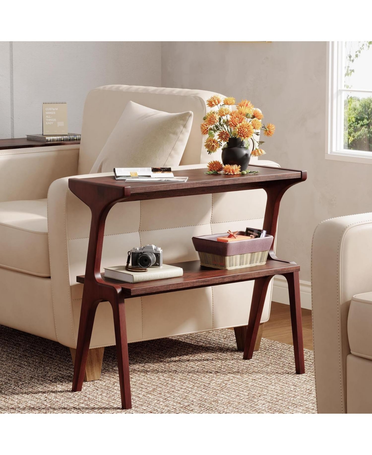 Tribesigns Solid Wood End Table, 2-Tier Side Table with Storage Shelf, Easy Assembly