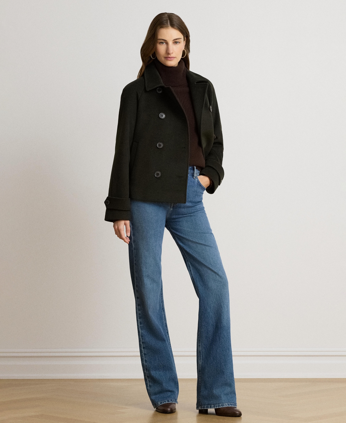Lauren Ralph Women's Short Double Breasted Wool Coat
