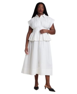 Women's Plus Size Peplum Poplin Shirt Dress