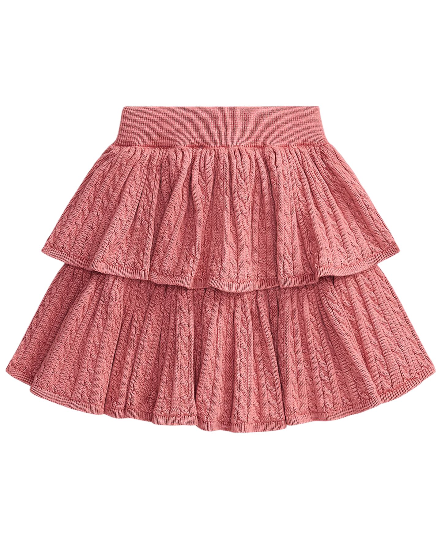Юбка Polo Ralph Lauren Mini-Cable Tiered Cotton Skirt для девочек, цвет: Холщовый розовый — фото 5