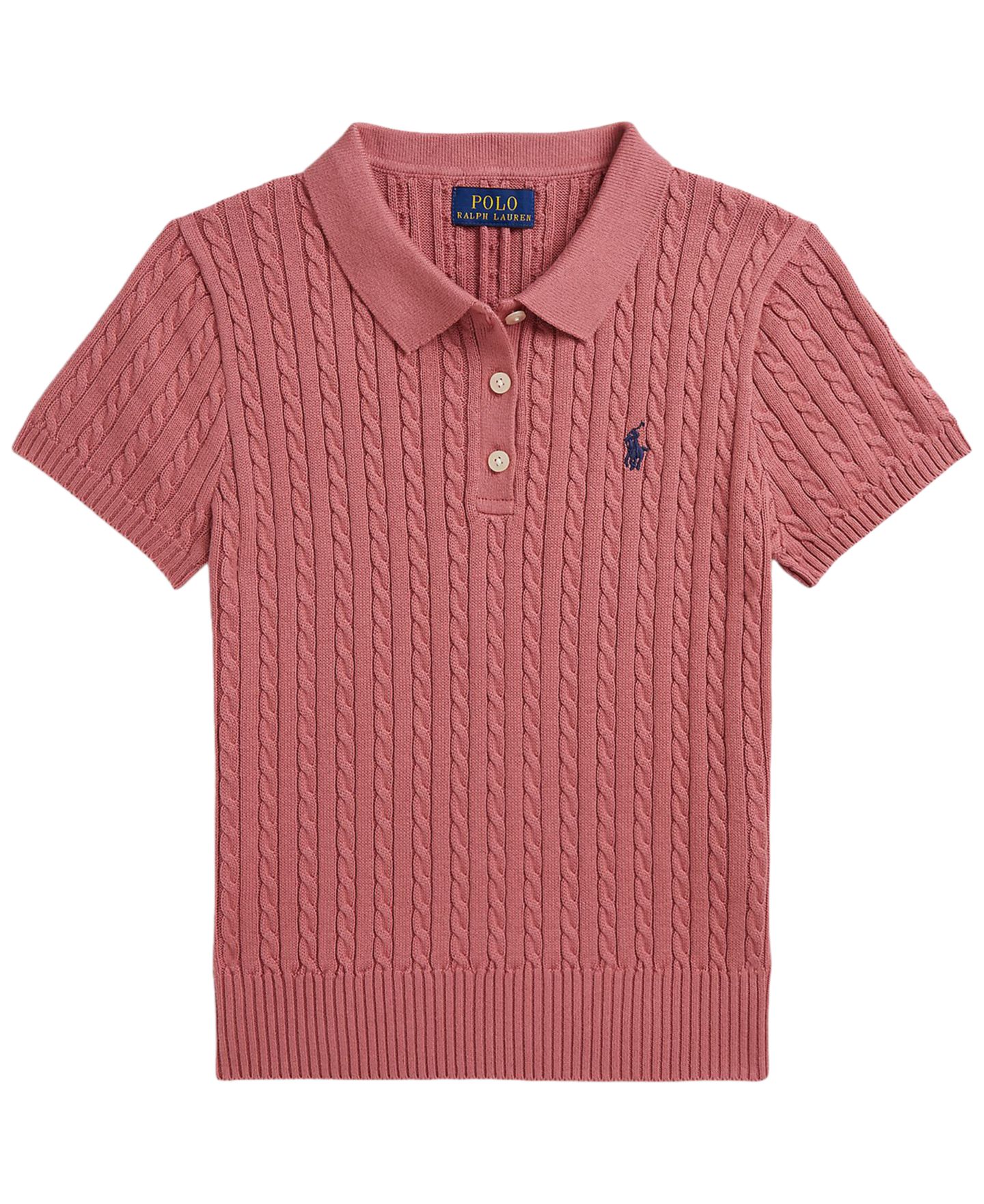Свитер Polo Ralph Lauren Short-Sleeve Polo для девочек, цвет: Холщовый розовый — фото 1