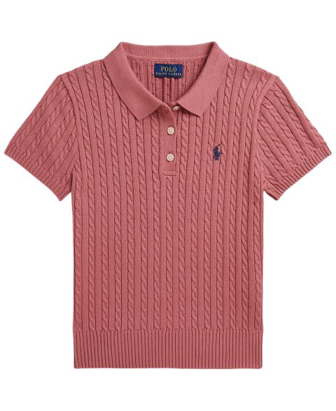 Свитер Polo Ralph Lauren Short-Sleeve Polo для девочек, цвет: Холщовый розовый