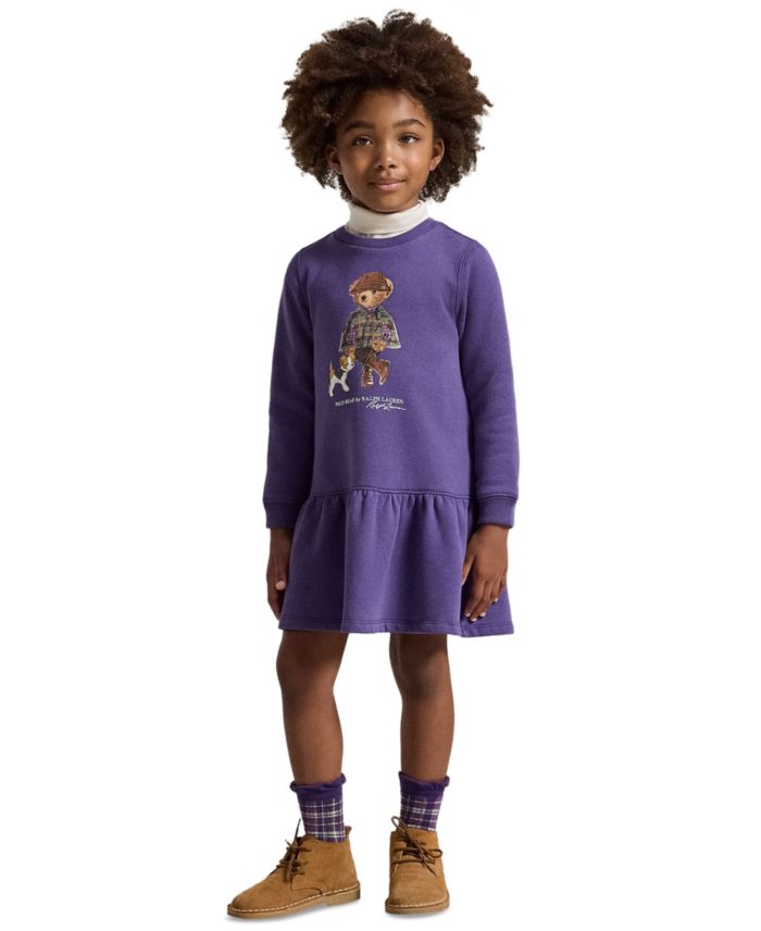 Polo Ralph Lauren Girls' 2T-6X Polo Bear Long-Sleeve Dress