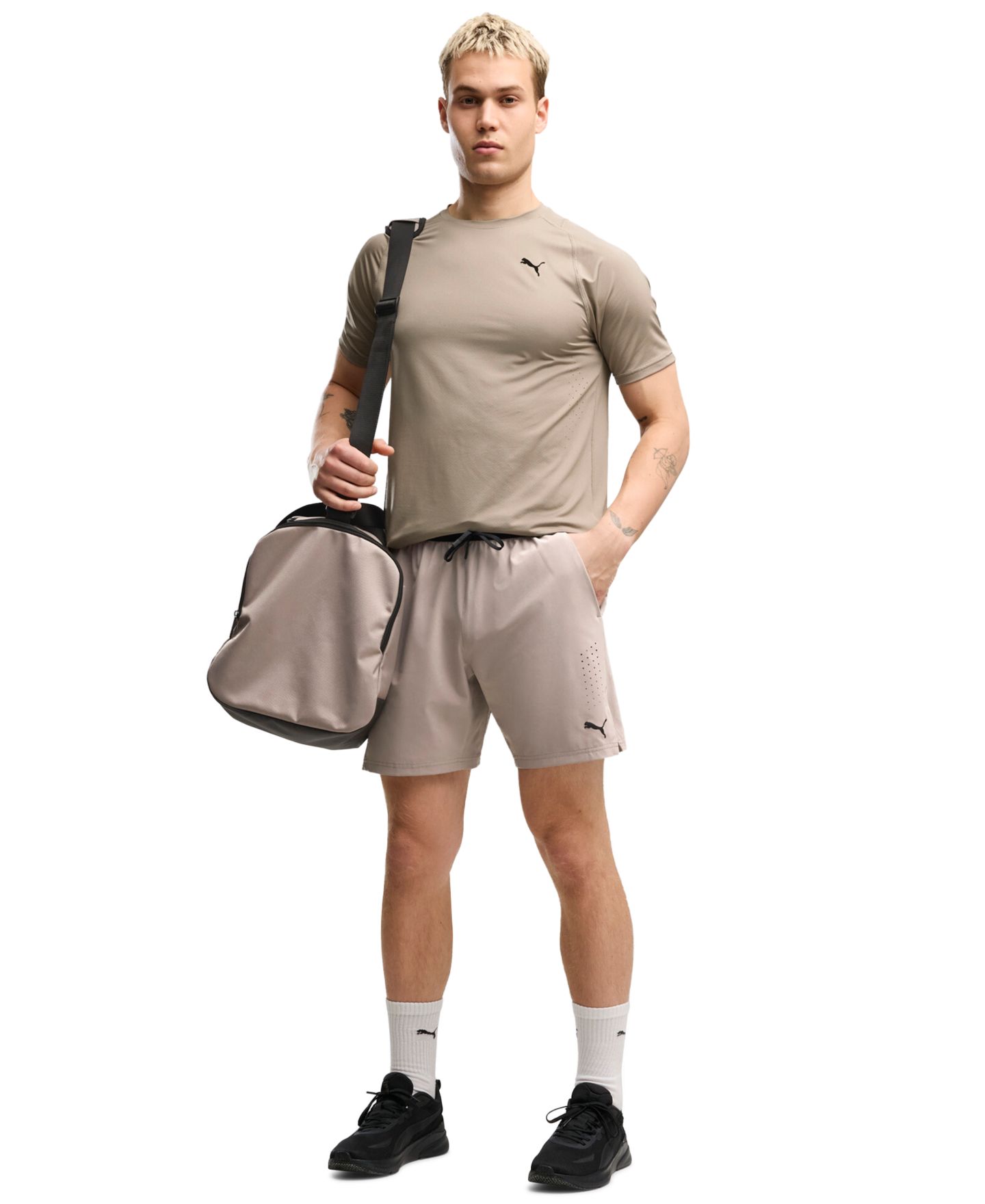 Мужские шорты Puma Power Mode Regular-Fit Shorts, 7" Inseam, цвет: Светлый серо-коричневый — фото 2