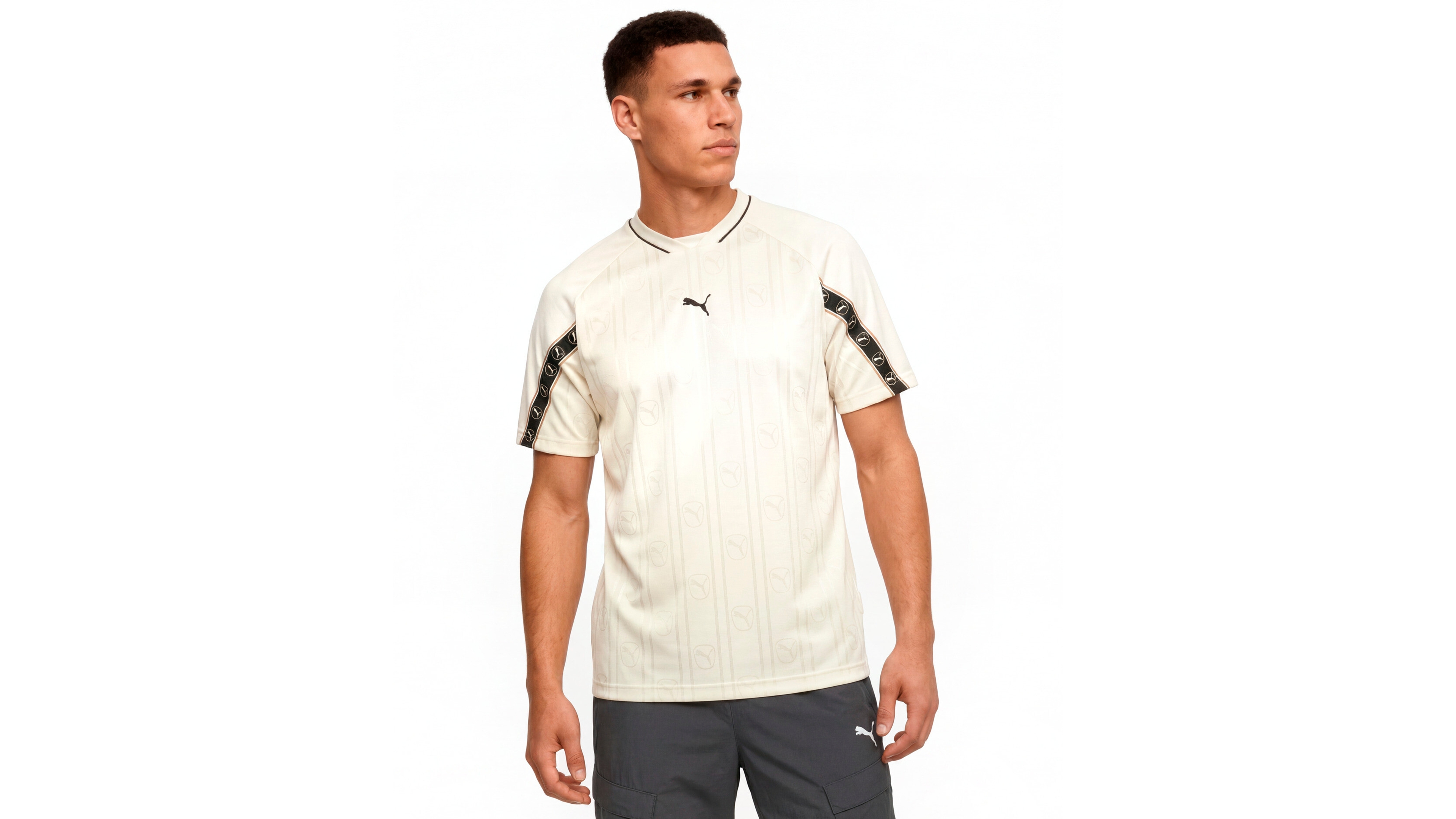 Puma Men's Embroidered Logo V-Neck T-Shirt