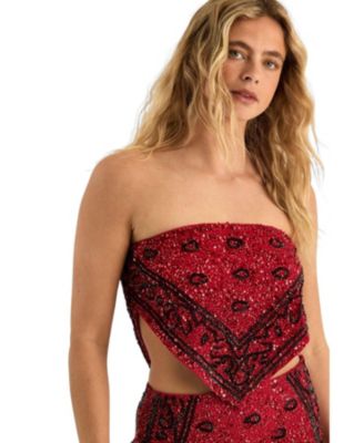 Women's Hand Embellished Hanky Hem Top