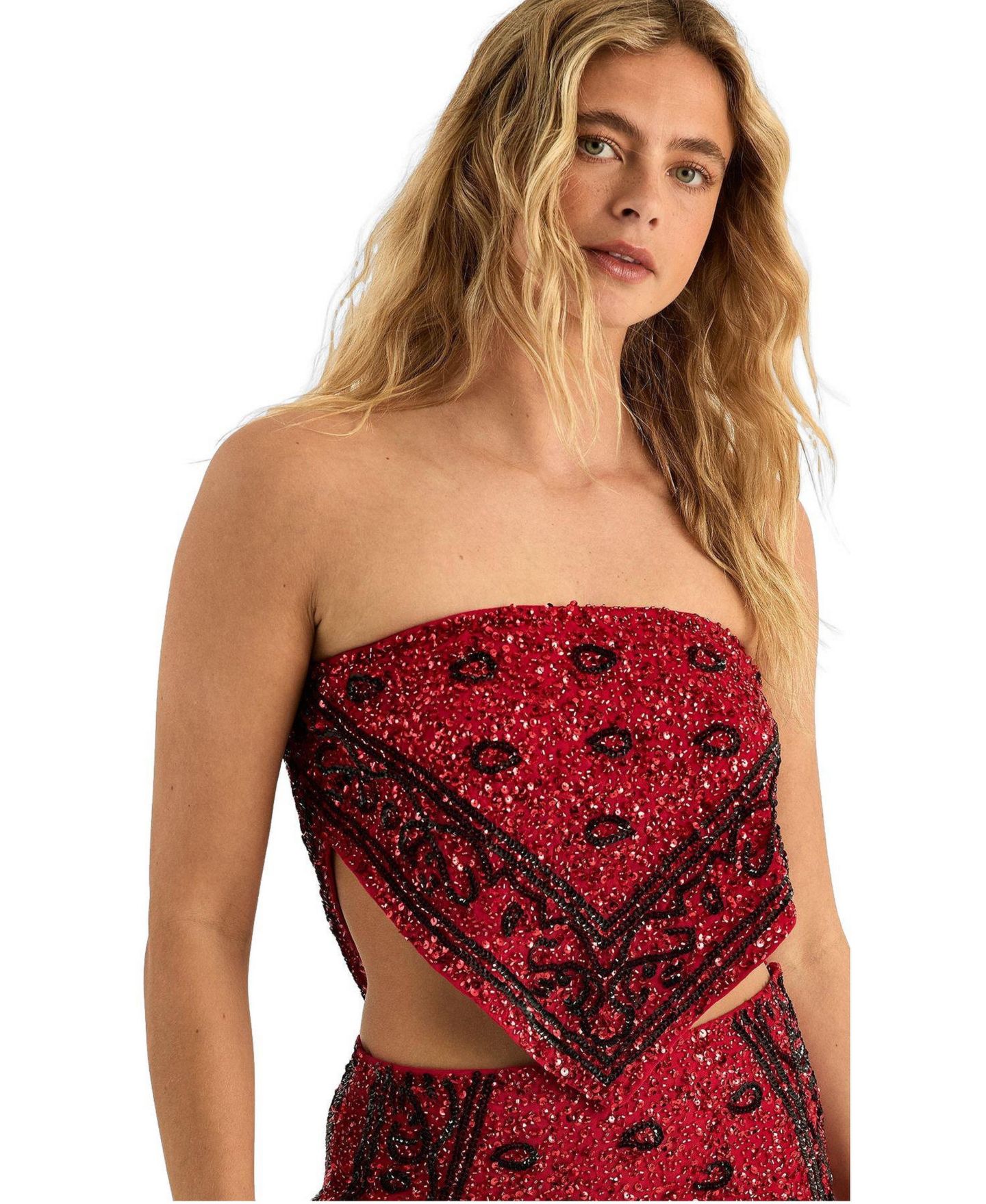 Женский топ Nasty Gal Hand Embellished Hanky Hem, цвет: Красный — фото 1