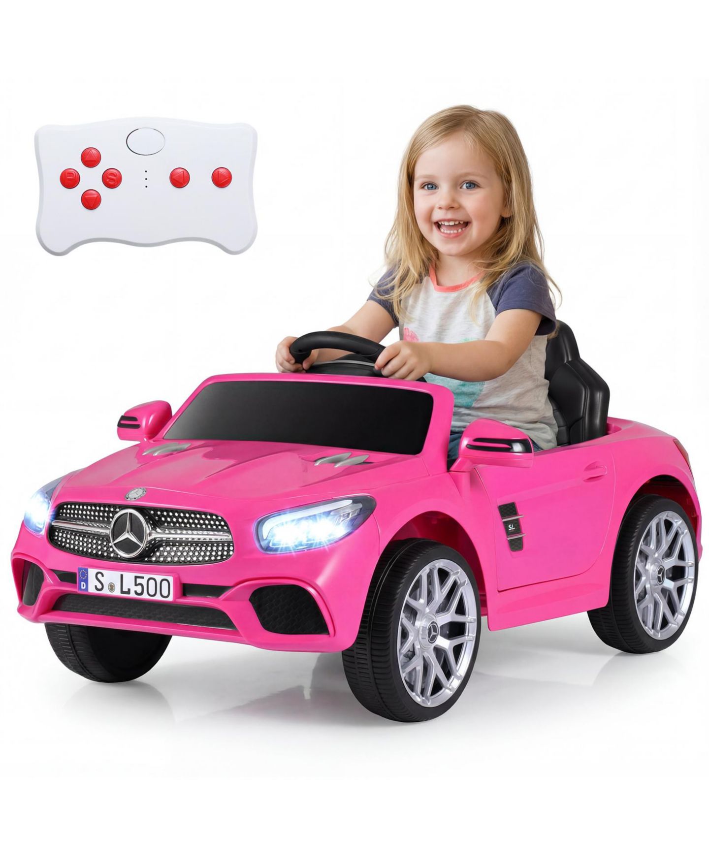 Детская игрушка Gymax Licensed Mercedes-Benz SL R231 12V Electric Remote-Control Ride-On Car, 66 lbs, Ages 3-8, цвет: Розовый — фото 1