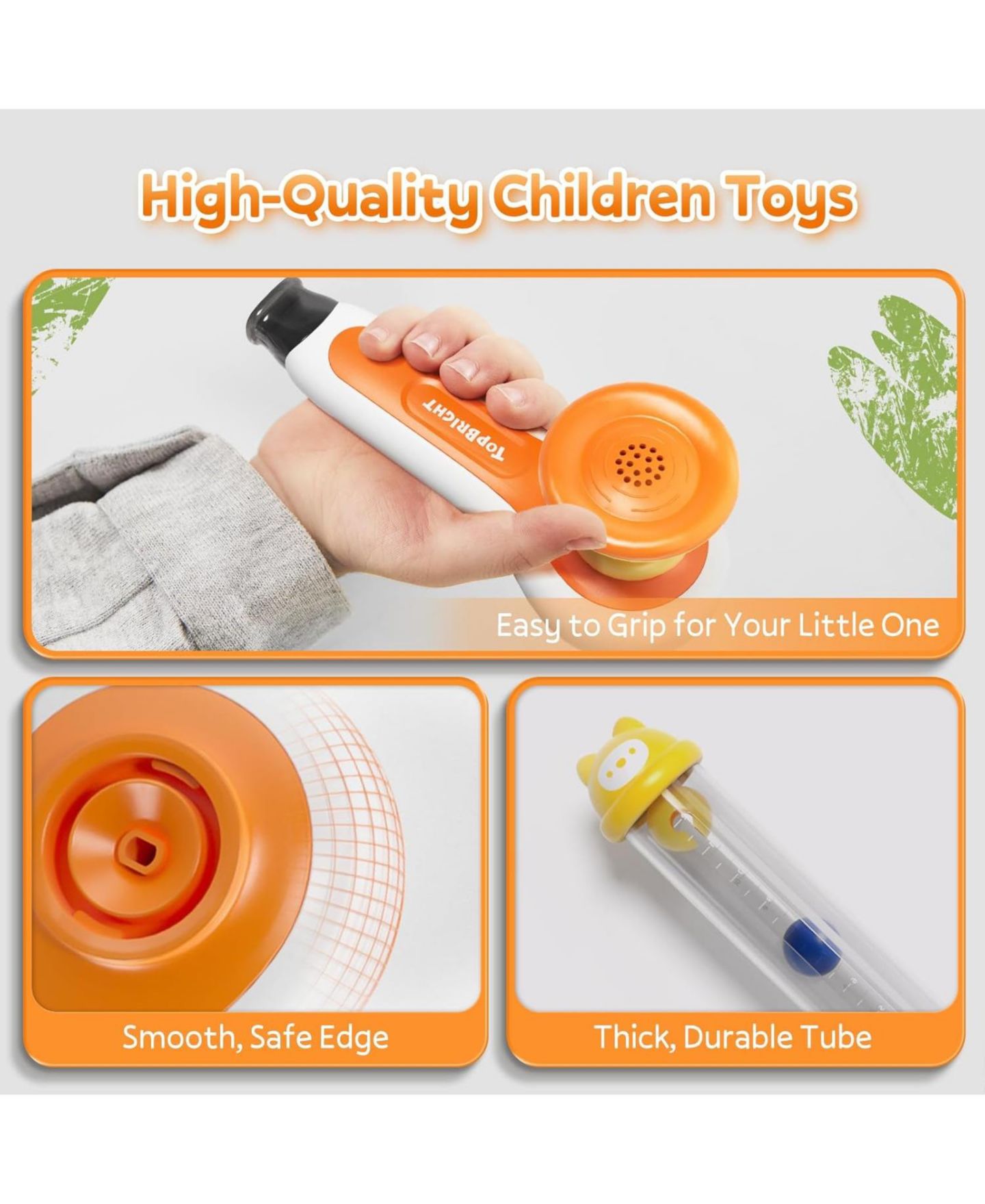 Детские игрушки TOP BRIGHT 3 in 1 Sensory Toys For Toddler with Whistle Ball Blowing Floating Blow Pipe Balls Fine Motor Skills Learning Toy For Kids, цвет: Белый — фото 5