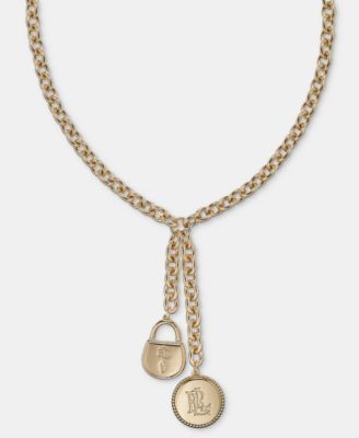Logo Charm Lariat Necklace, 16" 