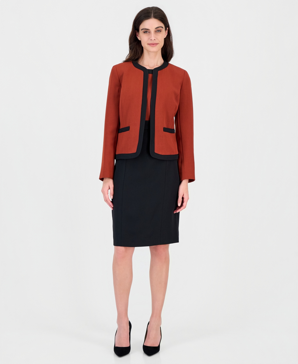 Kasper Women's Petite Colorblocked Shoulder-Padded Long-Sleeve Jacket