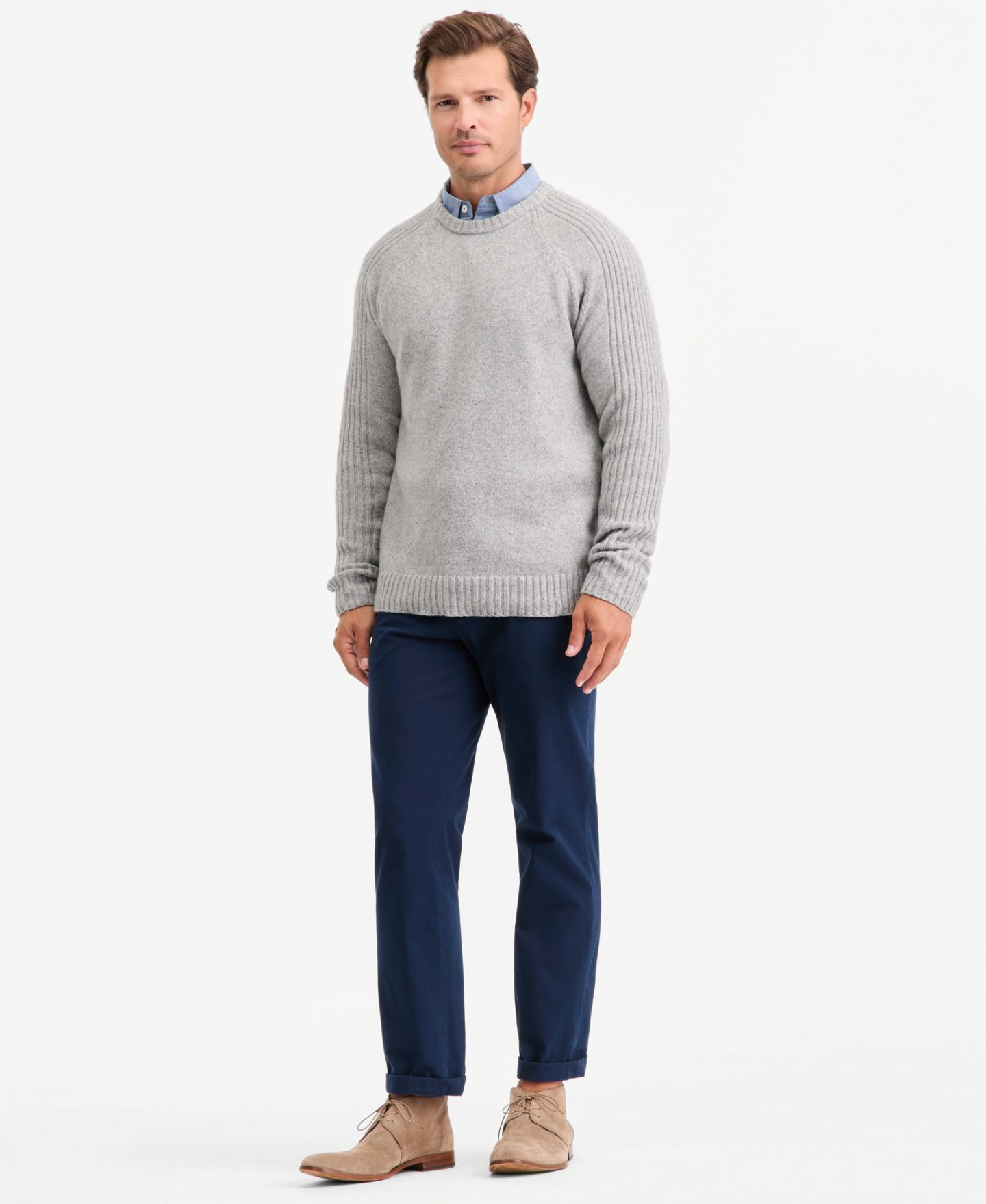 Мужской свитер Club Room Donegal Crewneck, цвет: Morning Dove Hthr — фото 2