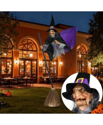 9Ft Animatronics Flying Witch Hovering Broom Animated Halloween Outdoor Decoration Motion Activated AC 110-240V 2026 Party Outdoor Decor