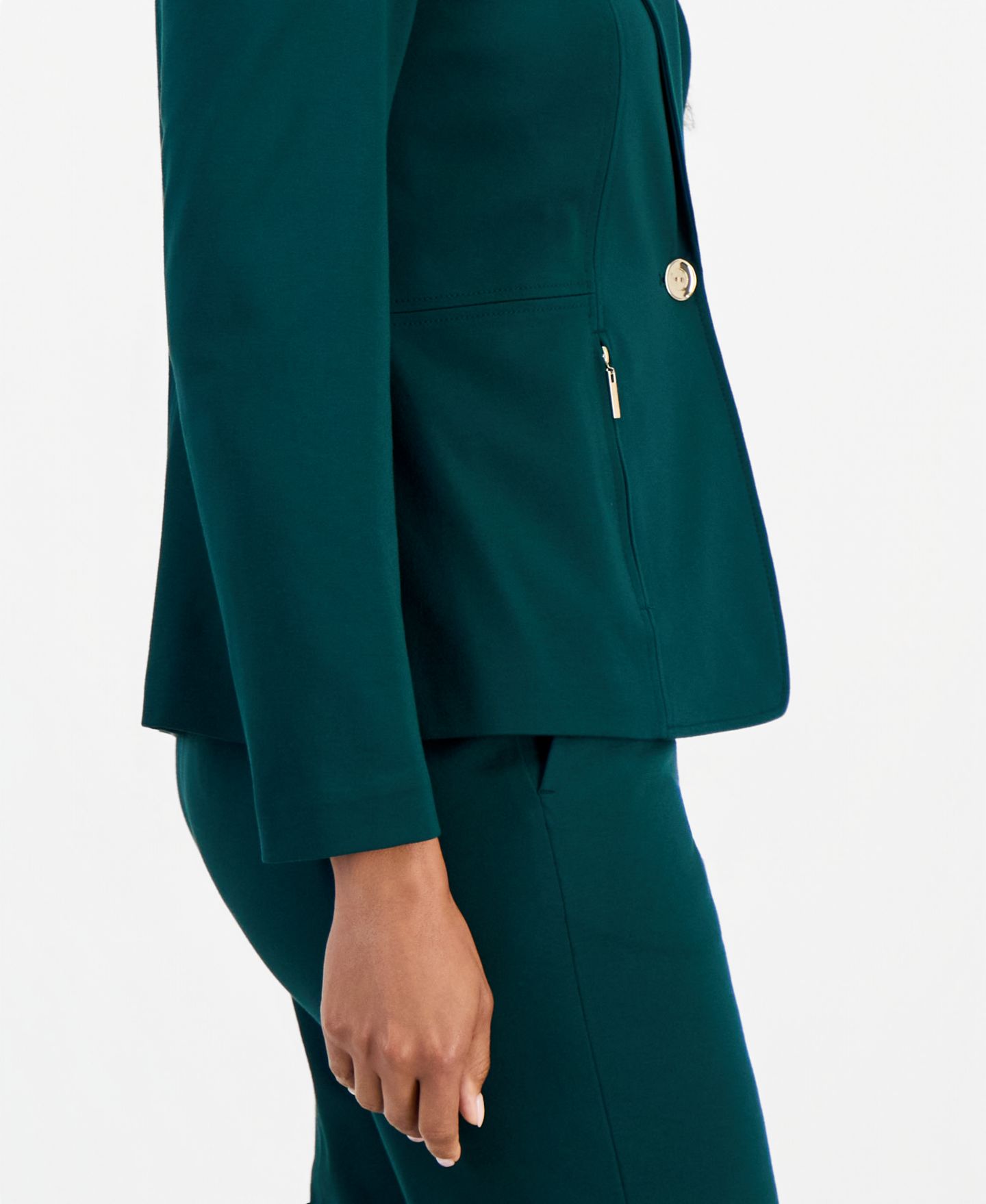 Женский пиджак Kasper Long Sleeve Compression One Button Blazer, цвет: Вечнозелёный — фото 3