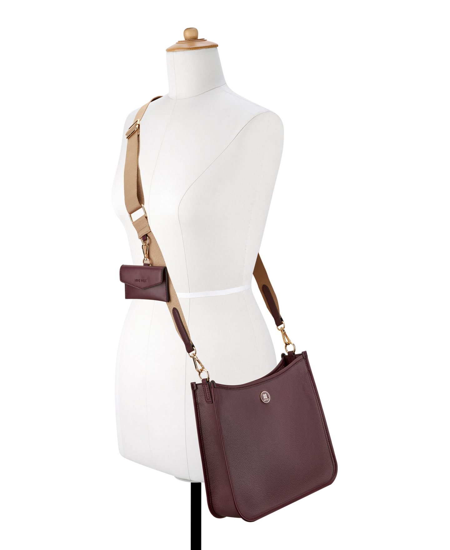 Женский кошелёк Nine West Nalini Medium Card Case Crossbody Bag, цвет: Boysenberry — фото 4