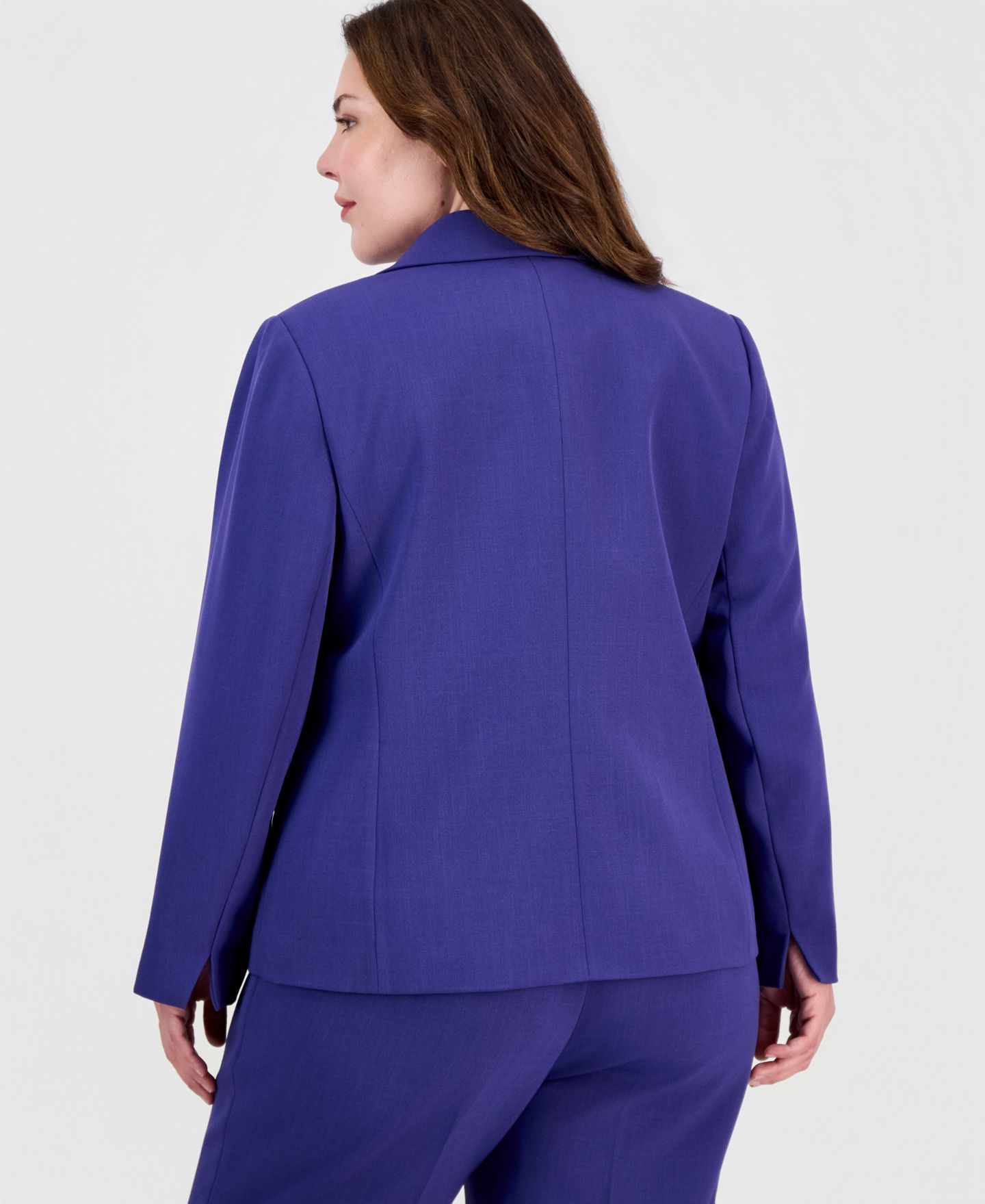 Женский пиджак Kasper Plus Size Notch-Lapel Crepe Blazer, цвет: Сливовый — фото 3