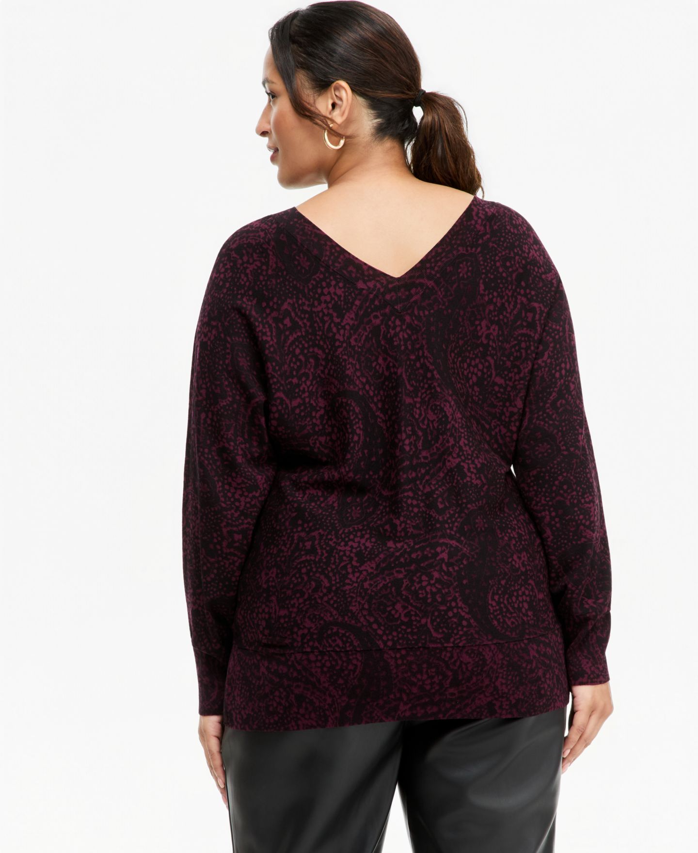 Женский свитер I.N.C. International Concepts Plus Size Paisley V-Neck Long-Sleeve Sweater, цвет: Fiona Paisley — фото 3