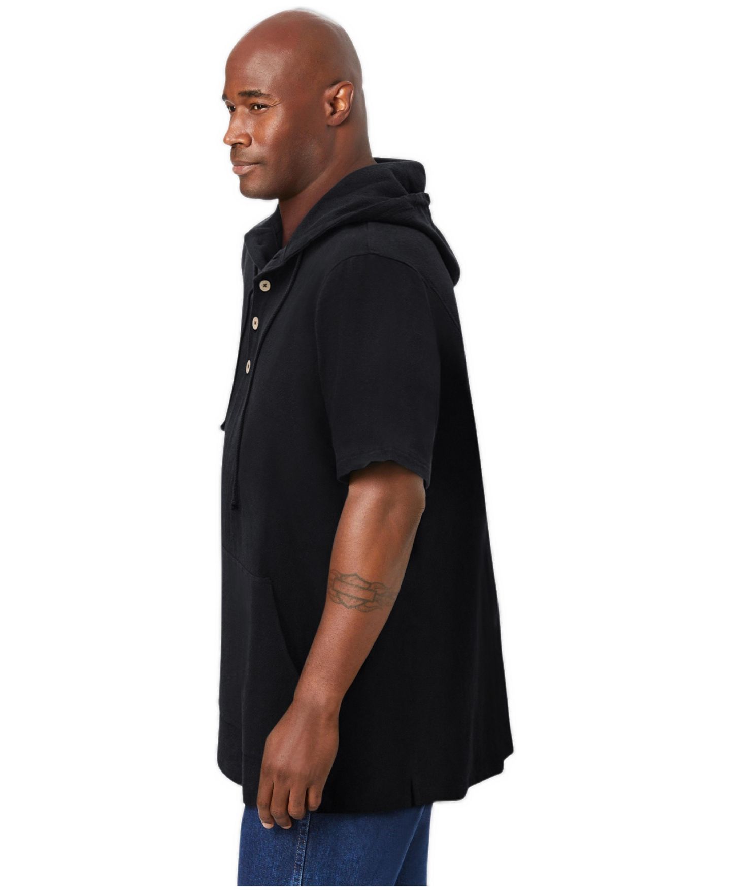 Мужское худи KingSize Gauze Short-Sleeve, цвет: Чёрный — фото 3