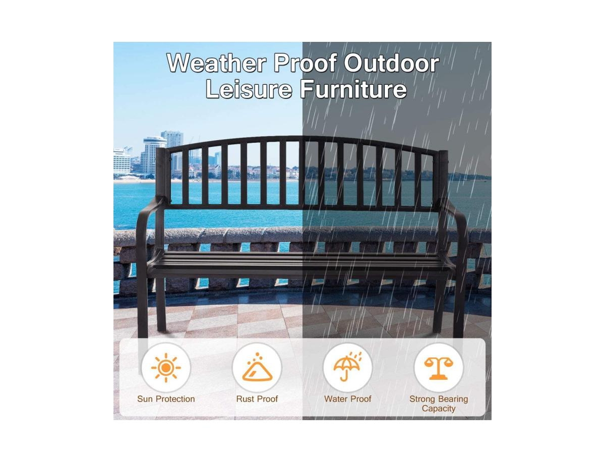Mondawe 50 Inch Patio Garden Bench Loveseats for Outdoor