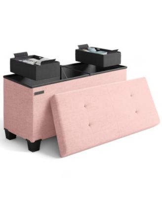 30 Inch Ottoman Storage Bench with Storage Bins - Leatherette or Fabric Finish