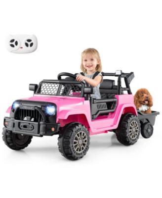 Kids Ride On UTV Car with Detachable Trailer Parent Remote Control Light and Music