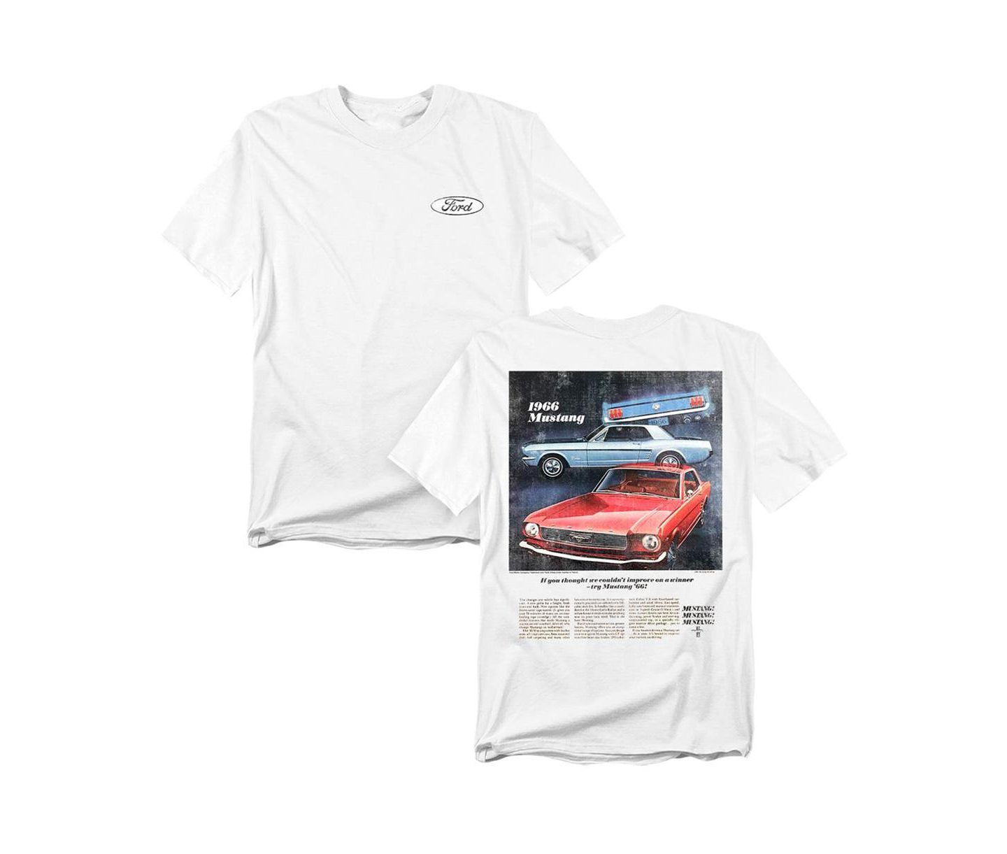 Мужская футболка Mustang Ford 66 Advert Front Back, цвет: Белый — фото 1