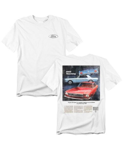 Мужская футболка Mustang Ford 66 Advert Front Back, цвет: Белый